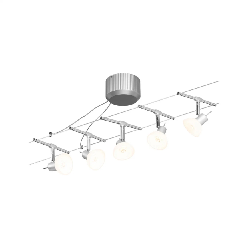 Paulmann 94136 - Komplett vajersystem SHEELA 230V, set med 5 st GU5,3/10W, polerad krom