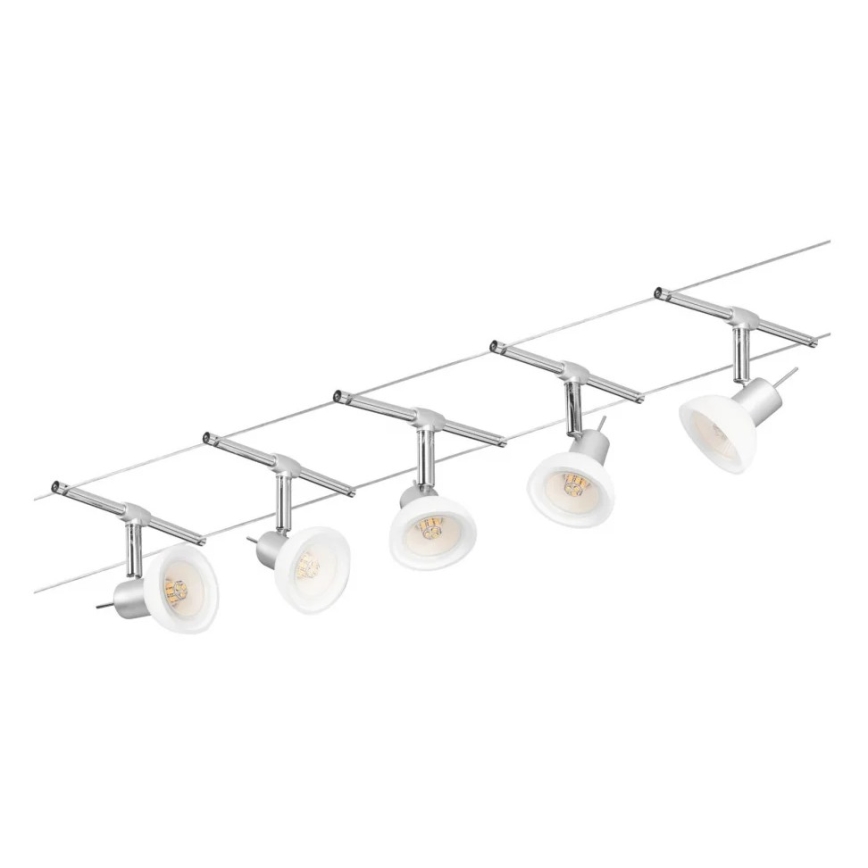 Paulmann 94136 - Komplett vajersystem SHEELA 230V, set med 5 st GU5,3/10W, polerad krom
