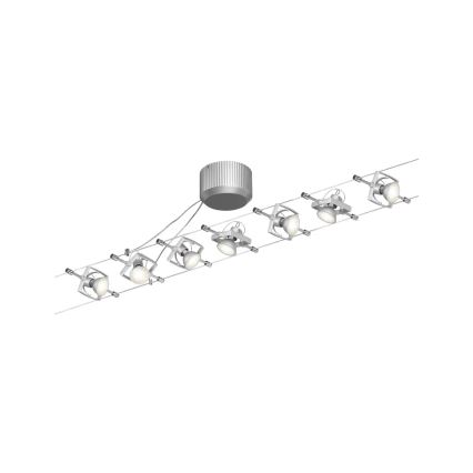 Paulmann 94152 - Set med 7 x GU5,3/10W, komplett vajersystem MAC 230V, matt krom