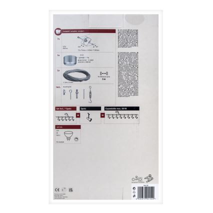 Paulmann 94152 - Set med 7 x GU5,3/10W, komplett vajersystem MAC 230V, matt krom