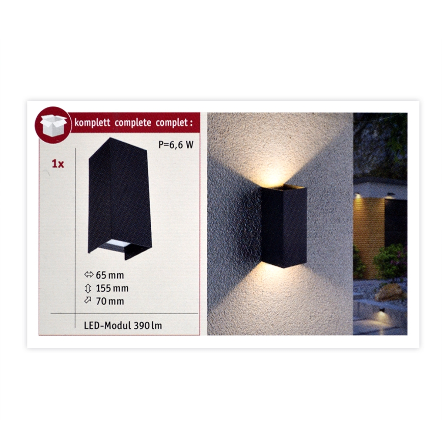 Paulmann 94326 - 2xLED/2,8W IP44 Utomhus Väggbelysning FLAME 230V