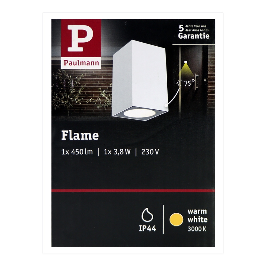 Paulmann 94329 - LED/3,8W IP44 Utomhus Väggbelysning FLAME 230V vit