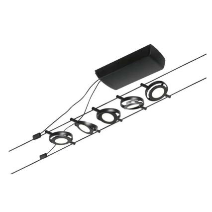 Paulmann 94418 - SET 5xLED/4,5W Spotlights för wire system ROUNDMAC 230V svart