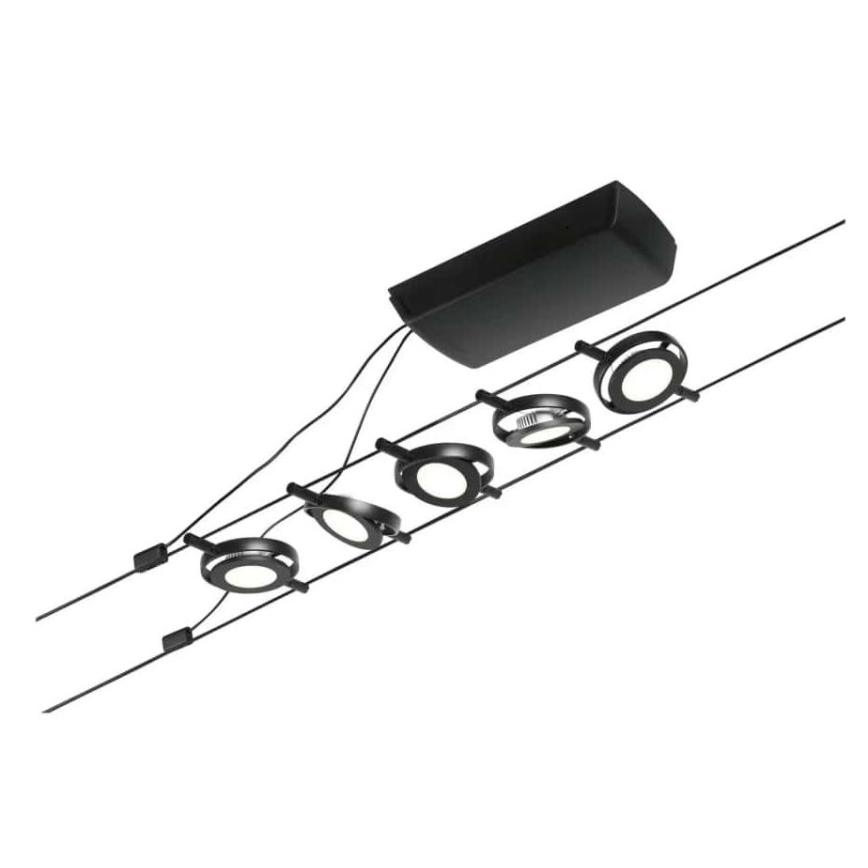 Paulmann 94418 - SET 5xLED/4,5W Spotlights för wire system ROUNDMAC 230V svart