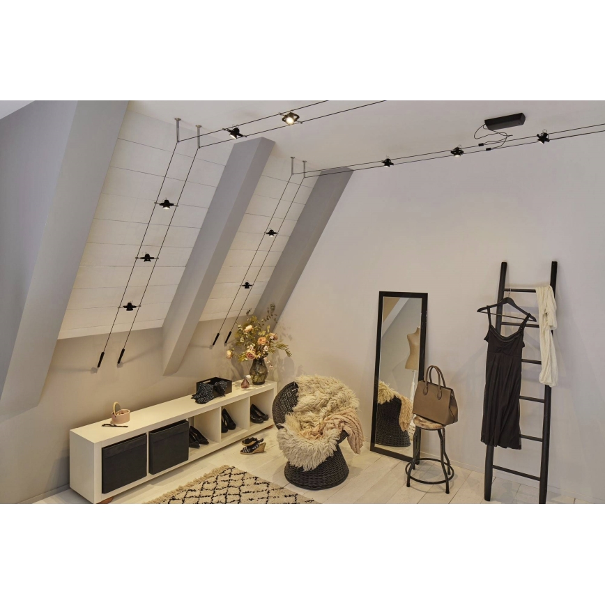 Paulmann 94434 - SET 5xGU5,3/10W Spotlights för kabelsystem MAC 230V svart