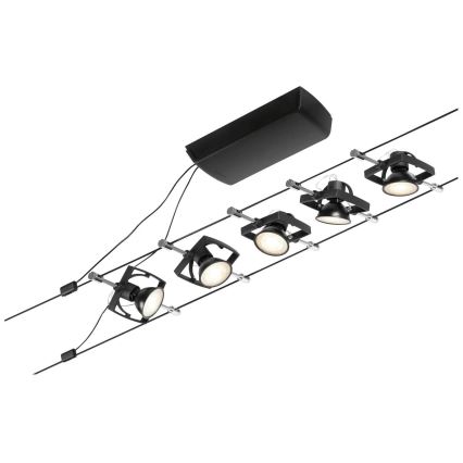 Paulmann 94434 - SET 5xGU5,3/10W Spotlights för kabelsystem MAC 230V svart