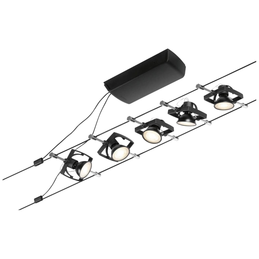 Paulmann 94434 - SET 5xGU5,3/10W Spotlights för kabelsystem MAC 230V svart