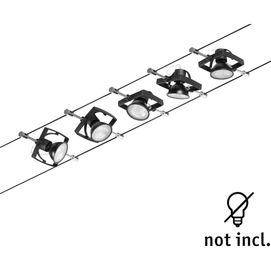 Paulmann 94434 - SET 5xGU5,3/10W Spotlights för kabelsystem MAC 230V svart