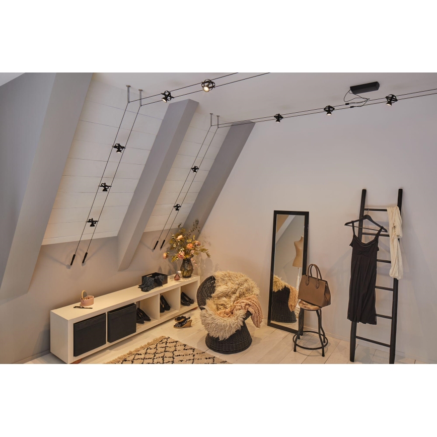Paulmann 94440 - SET 5xGU5,3/10W Spotlights för kabelsystem CARDAN 230V svart