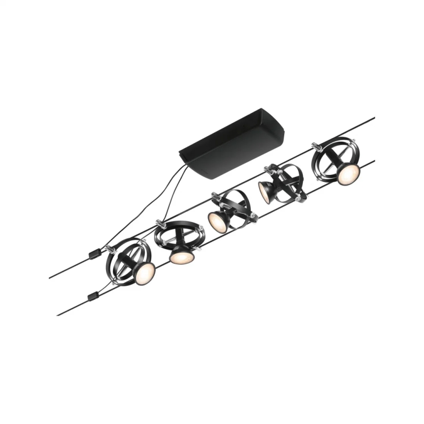 Paulmann 94440 - SET 5xGU5,3/10W Spotlights för kabelsystem CARDAN 230V svart