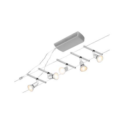 Paulmann 94442 - SET 5xGU5,3/10W Komplett vajersystem SALT 230V mattkrom