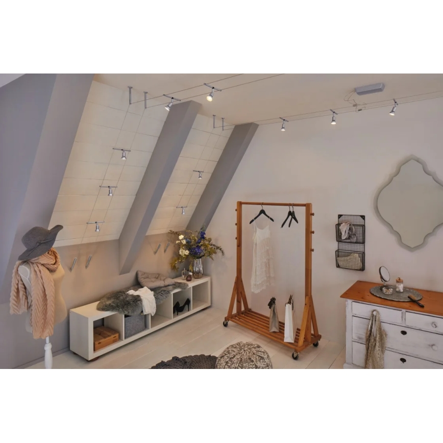 Paulmann 94442 - SET 5xGU5,3/10W Spotlights för trådsystem SALT 230V matt krom