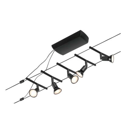 Paulmann 94446 - SET 5xGU5,3/10W Spotlights för trådsystem SALT 230V svart