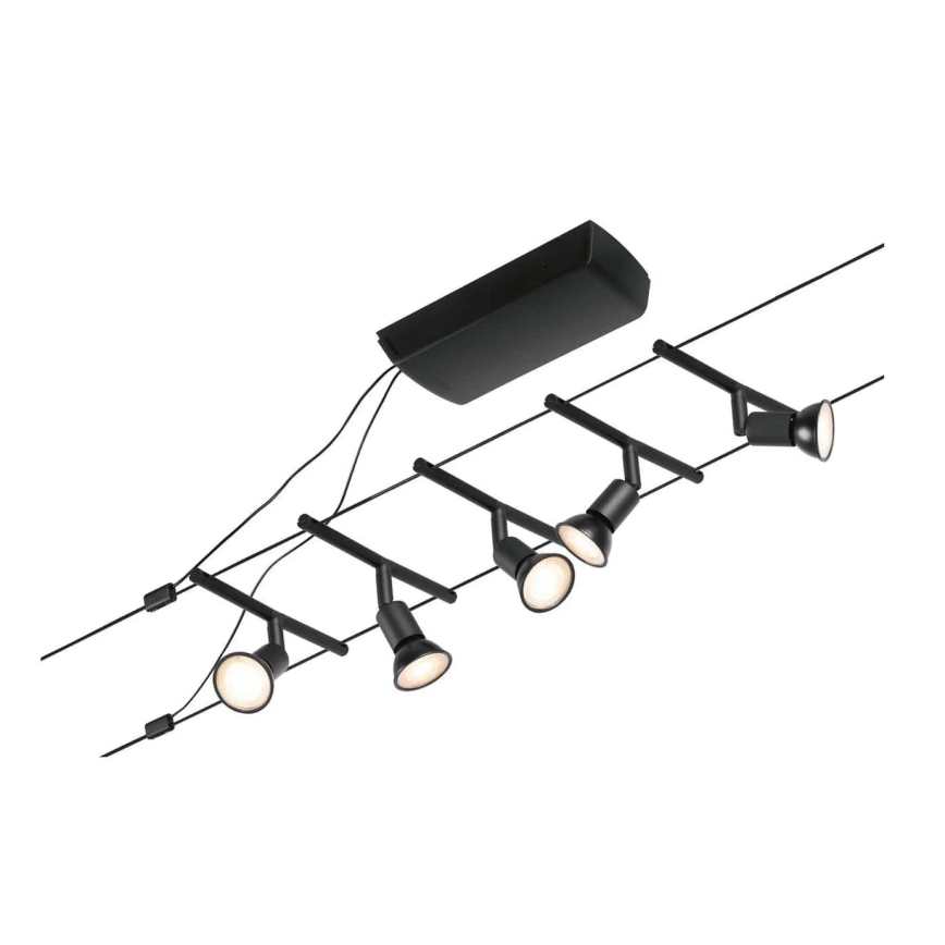 Paulmann 94446 - SET 5xGU5,3/10W Spotlights för trådsystem SALT 230V svart