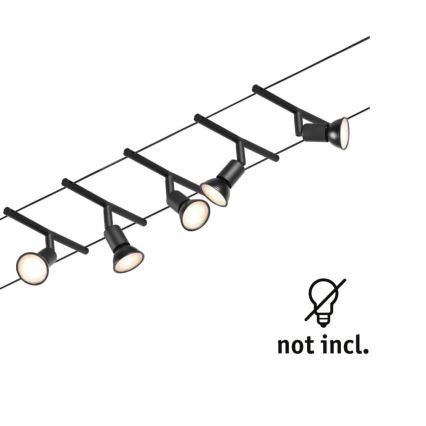 Paulmann 94446 - SET 5xGU5,3/10W Spotlights för trådsystem SALT 230V svart