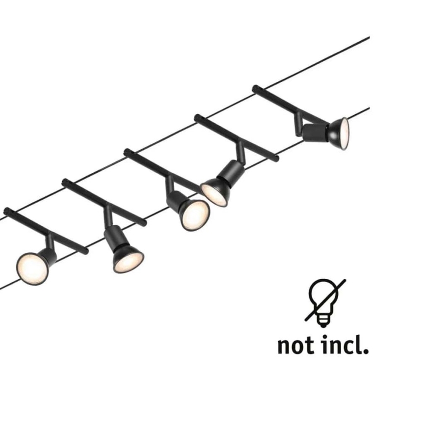 Paulmann 94446 - SET 5xGU5,3/10W Spotlights för trådsystem SALT 230V svart