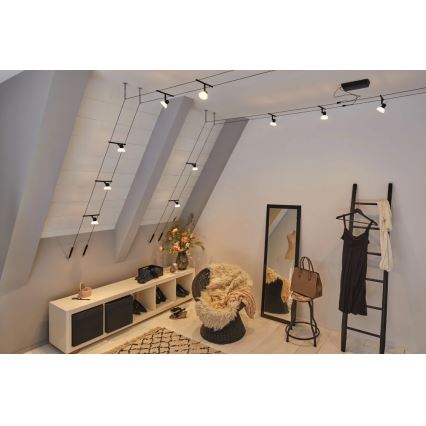 Paulmann 94450 - Komplett set med 5x GU5.3/10W för SHEELA vajersystem 230V, svart