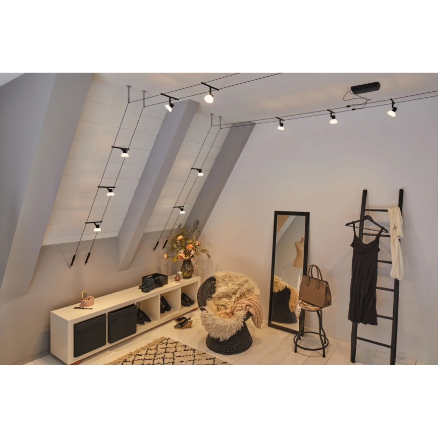 Paulmann 94450 - Komplett set med 5x GU5.3/10W för SHEELA vajersystem 230V, svart