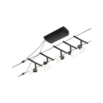 Paulmann 94450 - Komplett set med 5x GU5.3/10W för SHEELA vajersystem 230V, svart