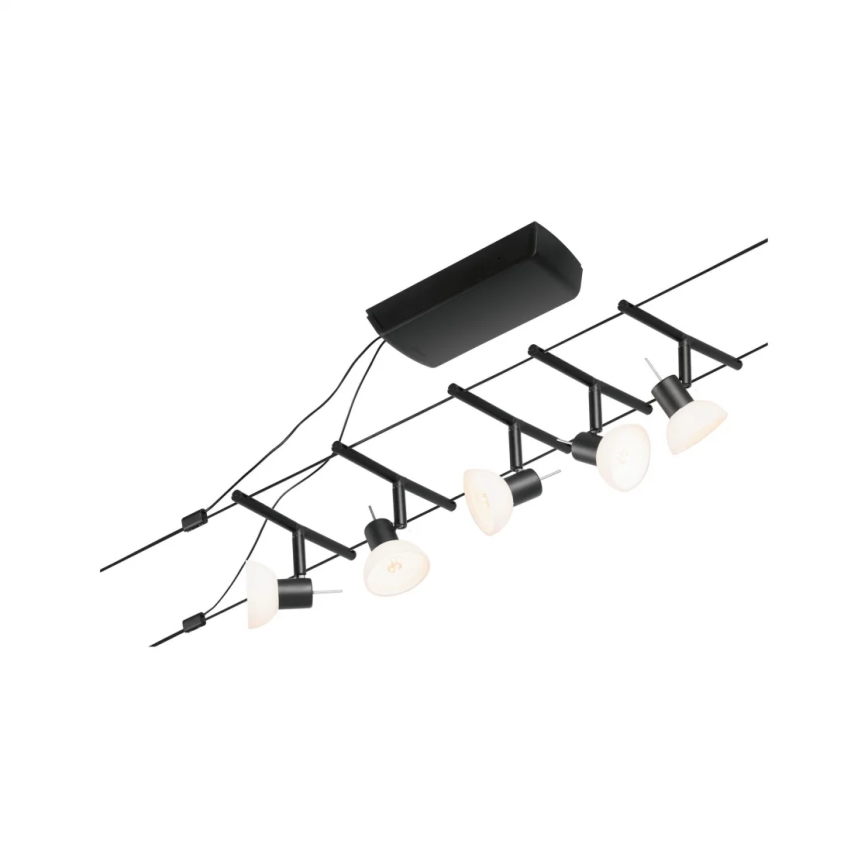Paulmann 94450 - Komplett set med 5x GU5.3/10W för SHEELA vajersystem 230V, svart