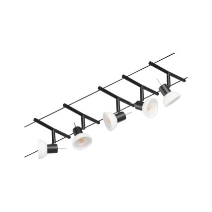 Paulmann 94450 - Komplett set med 5x GU5.3/10W för SHEELA vajersystem 230V, svart