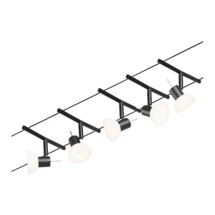 Paulmann 94450 - SET 5xGU5,3/10W Spotlights för trådsystem SHEELA 230V svart