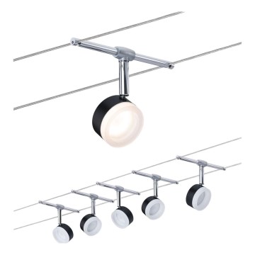 Paulmann 94457 - SATS 5xLED/4W Komplett vajersystem CLEAR 230V svart/glänsande krom