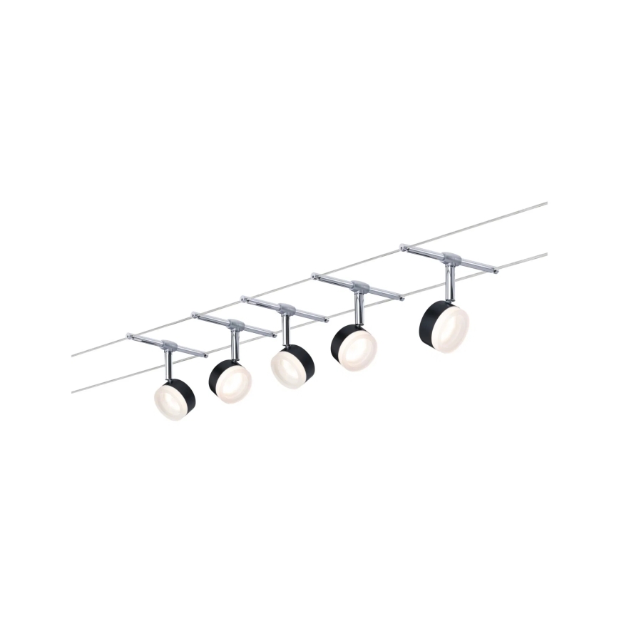 Paulmann 94457 - SATS 5xLED/4W Komplett vajersystem CLEAR 230V svart/glänsande krom