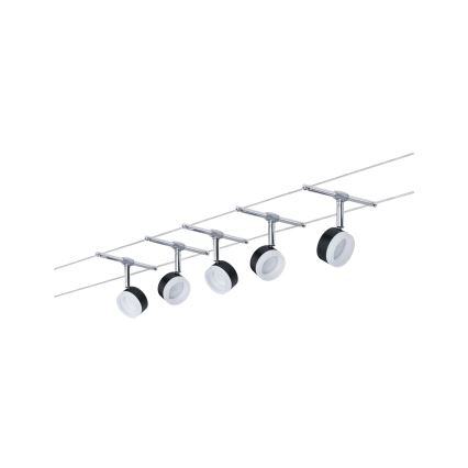 Paulmann 94457 - SATS 5xLED/4W Komplett vajersystem CLEAR 230V svart/glänsande krom