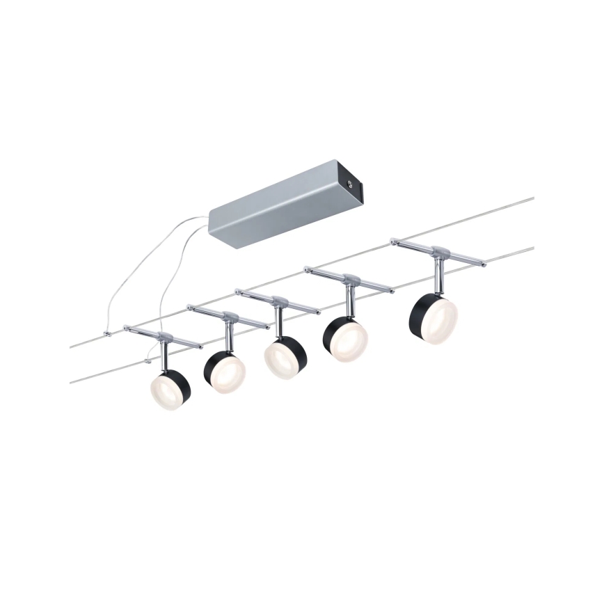 Paulmann 94457 - SATS 5xLED/4W Komplett vajersystem CLEAR 230V svart/glänsande krom