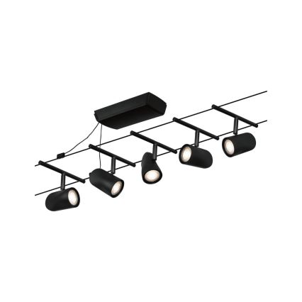 Paulmann 94469 - Set med 5 x GU5,3/10W Komplett kabelsystem CUP 230V svart