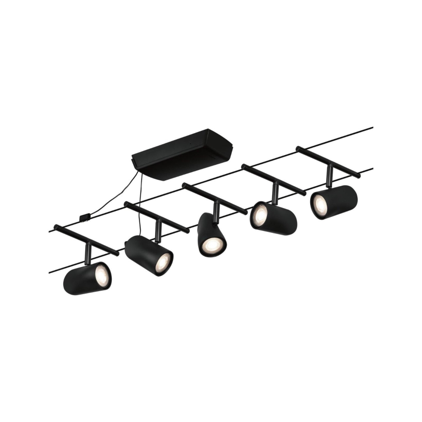 Paulmann 94469 - Set med 5 x GU5,3/10W Komplett kabelsystem CUP 230V svart