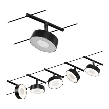 Paulmann 94479 - Komplett vajersystem CIRCLE, set med 5 x 5 W LED-lampor, 230 V, svart