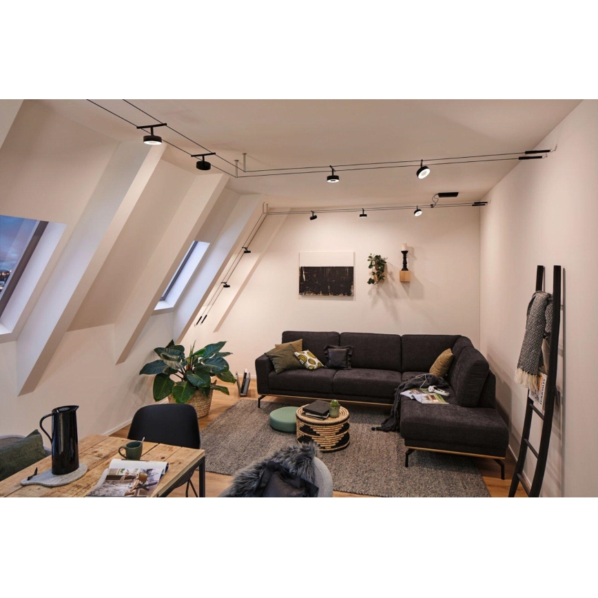 Paulmann 94479 - Komplett vajersystem CIRCLE, set med 5 x 5 W LED-lampor, 230 V, svart