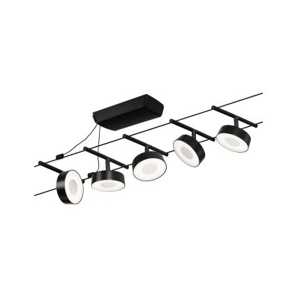 Paulmann 94479 - Komplett vajersystem CIRCLE, set med 5 x 5 W LED-lampor, 230 V, svart