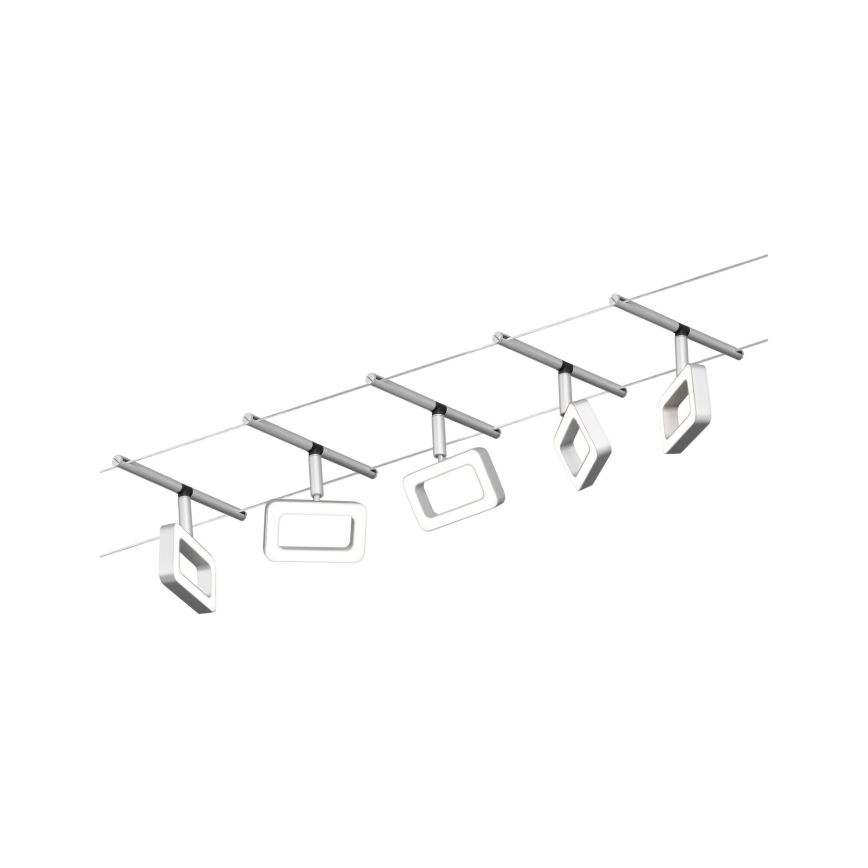 Paulmann 94481 - Set med 5xLED/4,8W Komplett vajersystem FRAME 230V mattkrom