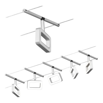 Paulmann 94481 - Set med 5xLED/4,8W Komplett vajersystem FRAME 230V mattkrom