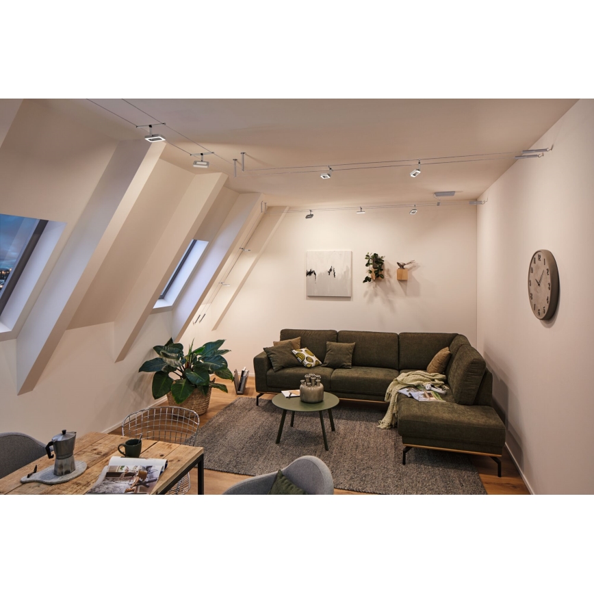 Paulmann 94481 – Set om 5 LED-spotlights, 4,8 W vardera, för vajersystemet FRAME 230 V, matt krom