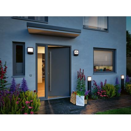 Paulmann 94514 - LED/8,5W IP44 Dimbar husnummerskylt med rörelse- och skymningssensor PADEA 230V antracit