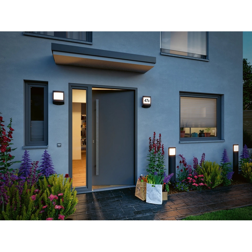 Paulmann 94515 - LED/8,5W IP44 Dimmbar husnummerbelysning med rörelse- och skymningssensor PADEA 230V antracit