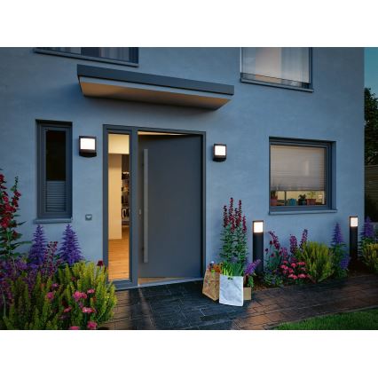 Paulmann 94515 - LED/8,5W IP44 Dimmbar utomhuslampa med rörelse- och skymningssensor PADEA 230V antracitgrå