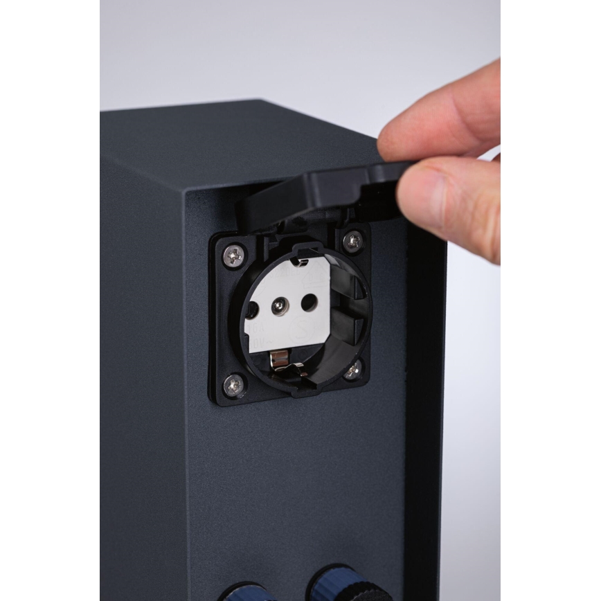 Paulmann 94700 - Utomhus eluttagstolpe RIO 2Z SCHUKO 230V IP44