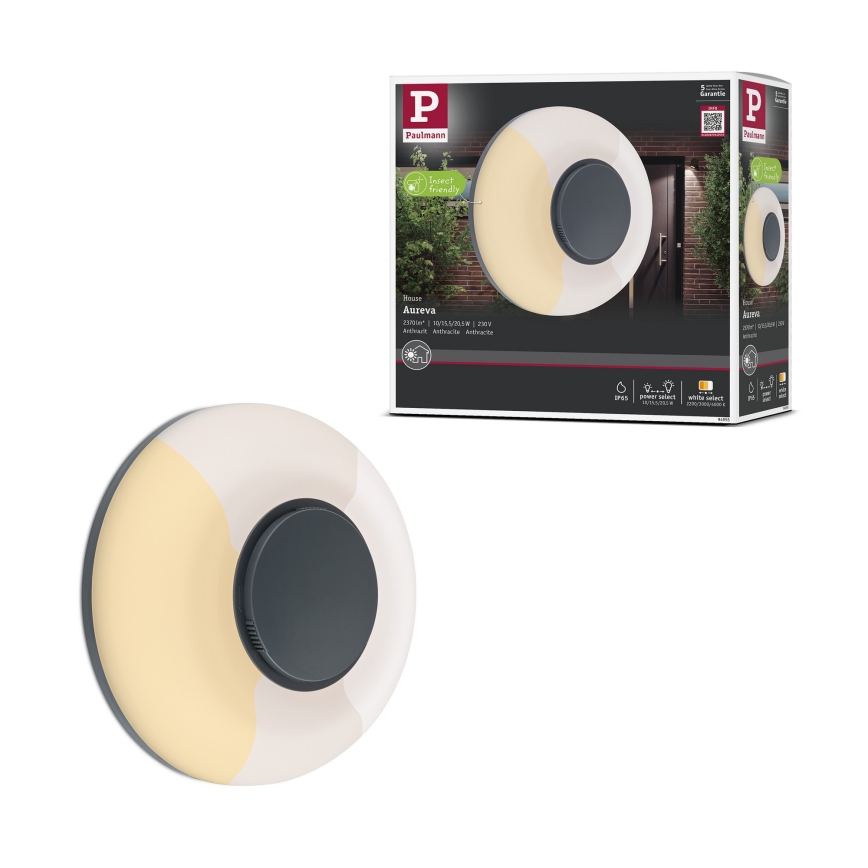 Paulmann 94955 - LED/20,5W IP65 Dimbart utomhusväggarmatur AUREVA 230V 2200/3000/4000K antracit