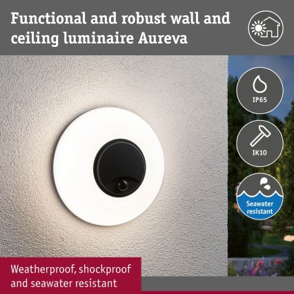 Paulmann 94956 - LED/20,5W IP65 Dimbart utomhusväggarmatur med rörelse- och skymningssensor AUREVA 230V 2200/3000/4000K antracit