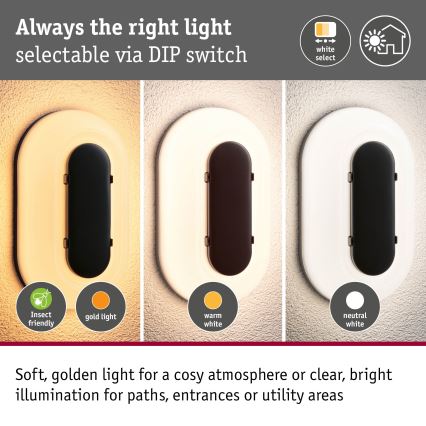 Paulmann 94957 - LED/18,5W IP65 Dimbar utomhusväggarmatur ELUNOR 230V 2200/3000/4000K antracit