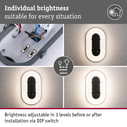 Paulmann 94958 - LED/18,5W IP65 Dimbar utomhusväggarmatur med rörelse- och skymningssensor ELUNOR 230V 2200/3000/4000K antracit