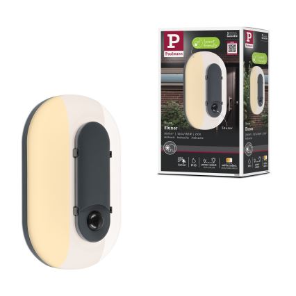 Paulmann 94958 - LED/18,5W IP65 Dimbar utomhusväggarmatur med rörelse- och skymningssensor ELUNOR 230V 2200/3000/4000K antracit