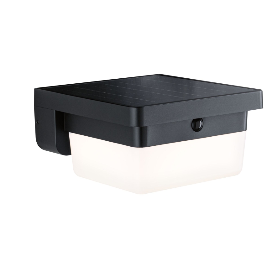 Paulmann 95748 - LED/2,3W IP44 Solcellsvägglampa med sensor ISLEEN 3,7/230V 4000 mAh svart