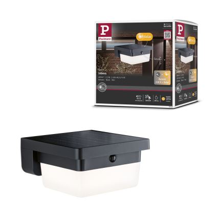 Paulmann 95748 - LED/2,3W IP44 Solcellsvägglampa med sensor ISLEEN 3,7/230V 4000 mAh svart