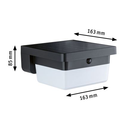 Paulmann 95748 - LED/2,3W IP44 Solcellsvägglampa med sensor ISLEEN 3,7/230V 4000 mAh svart